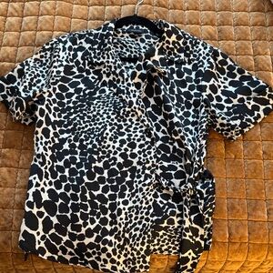 Who What Wear Short Sleeve Tie Blouse